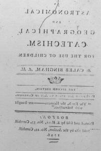 封面上写着“儿童天文学和地理教义问答”/ 迦勒宾汉著, A.M./第二版/由国会法案出版”